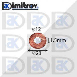Дифтунга Ø 12 х Ø 28 х 1,5 mm медна